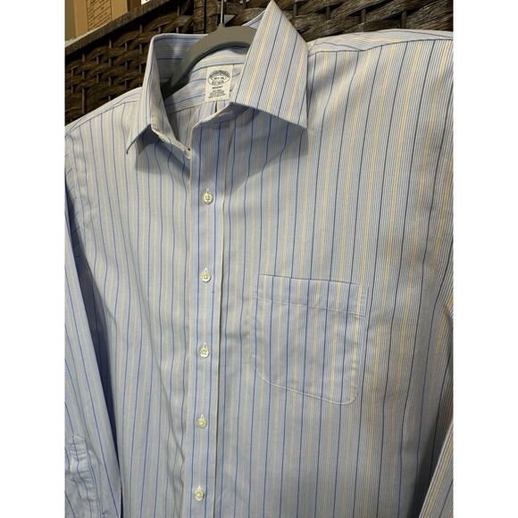 Brooks Brothers Regent Blue Stripe Button Down Dress Shirt Mens 16 1/2 36 - Picture 7 of 9